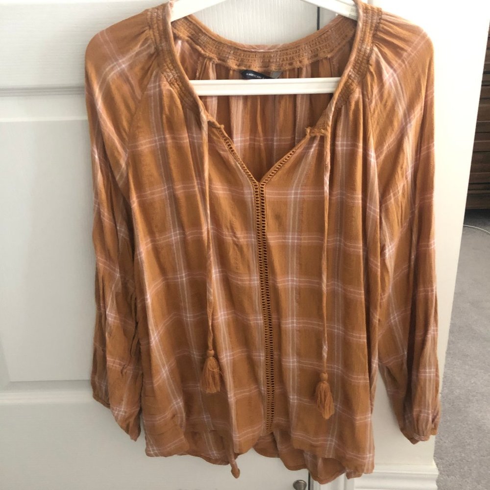 NWOT American Eagle Plaid Blouse